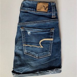 American Eagle Blue Ripped Jean Shorts